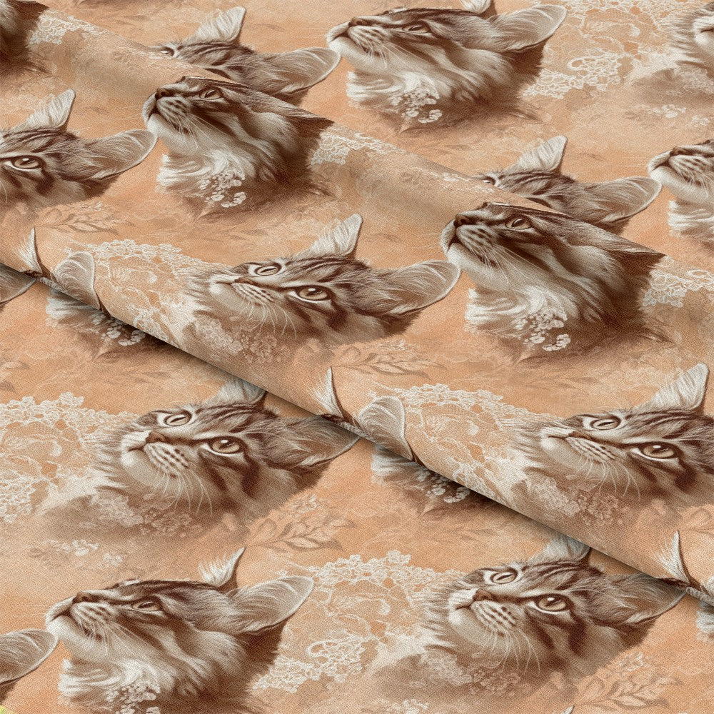 Vintage Cats With Lace Pattern 3 Quilting Cotton Fabric