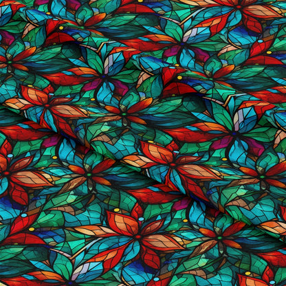Stained Glass Christmas Pattern 1 Quilting Cotton Fabric