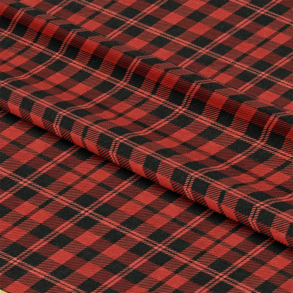 Classic Red and Black Buffalo Plaid Pattern 7 Quilting Cotton Fabric