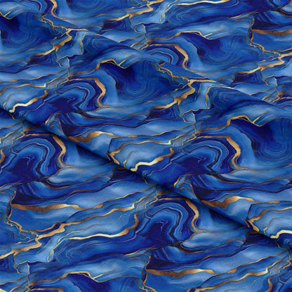 Royal Blue and Gold Agate Pattern 22 Quilting Cotton Fabric