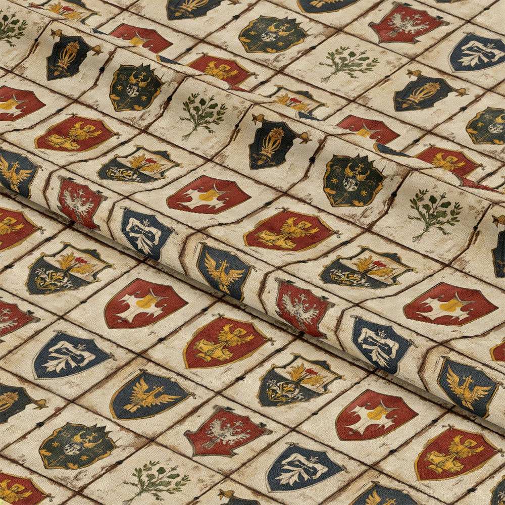 Rustic German Banners and Shields Pattern 16 Quilting Cotton Fabric