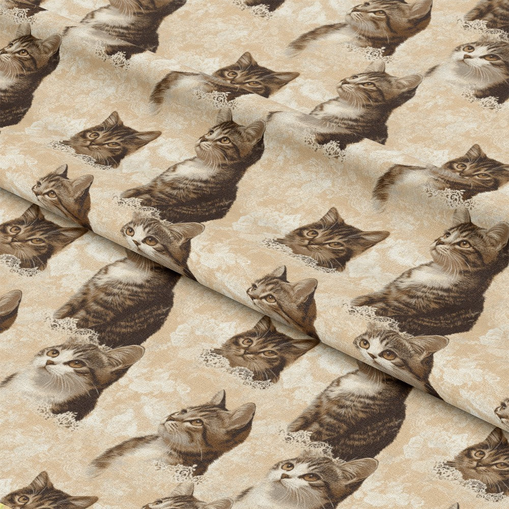 Vintage Cats With Lace Pattern 9 Quilting Cotton Fabric