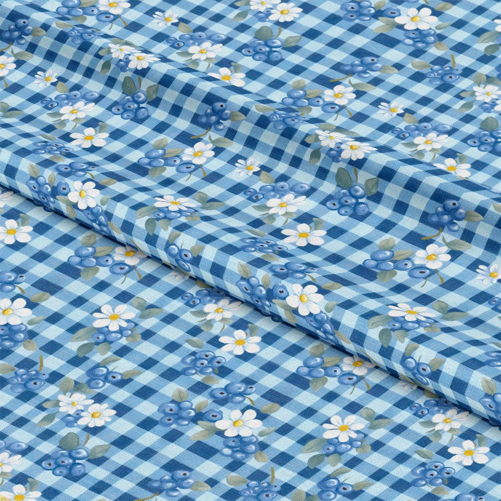 Berries with Flowers Gingham Pattern 11 Quilting Cotton Fabric