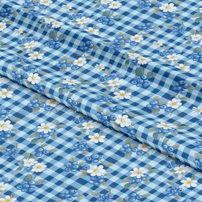 Berries with Flowers Gingham Pattern 11 Quilting Cotton Fabric