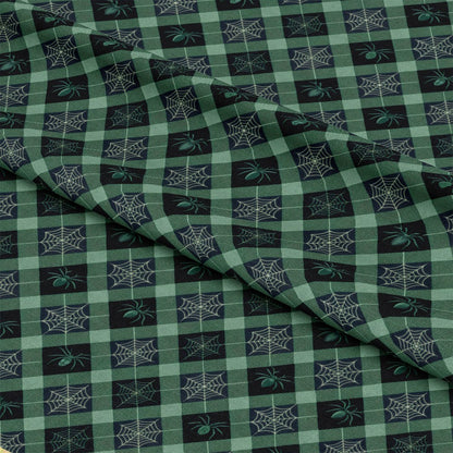 Halloween Gingham and Stripes Pattern 1 Quilting Cotton Fabric