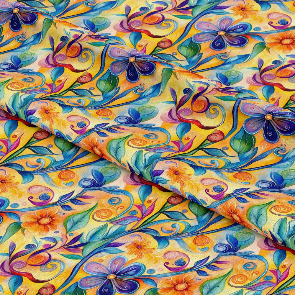 Vibrant Abstract Floral Art Pattern 7 Quilting Cotton Fabric