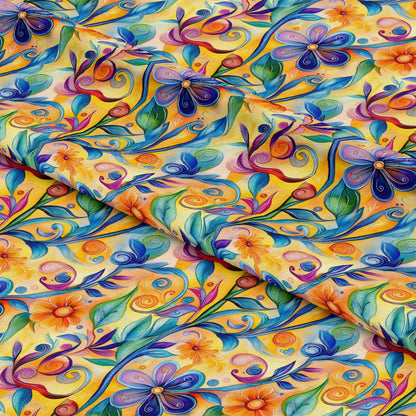 Vibrant Abstract Floral Art Pattern 7 Quilting Cotton Fabric