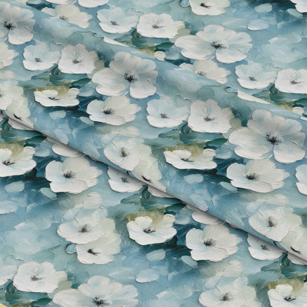 Cornflower Blue Floral Pattern 20 Quilting Cotton Fabric