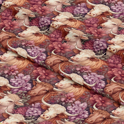 Pretty Highland Cows Pattern 9 Quilting Cotton Fabric