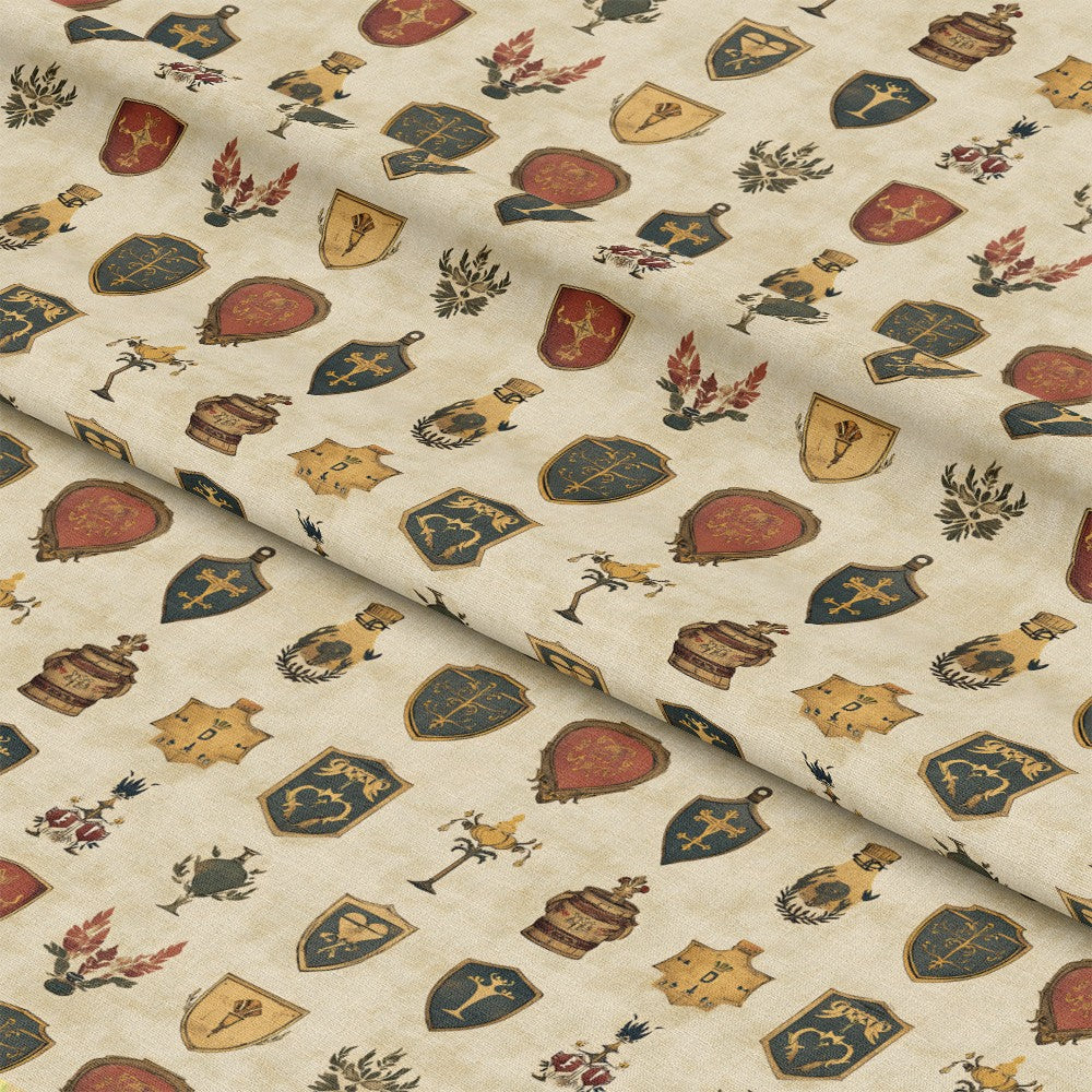 Rustic German Banners and Shields Pattern 9 Quilting Cotton Fabric