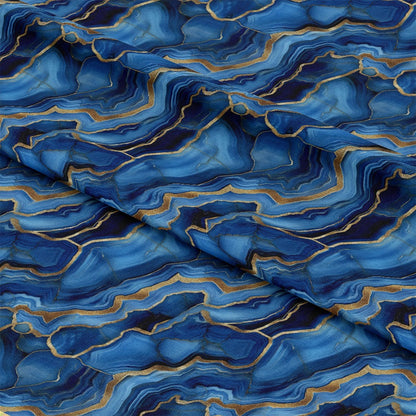 Royal Blue and Gold Agate Pattern 17 Quilting Cotton Fabric