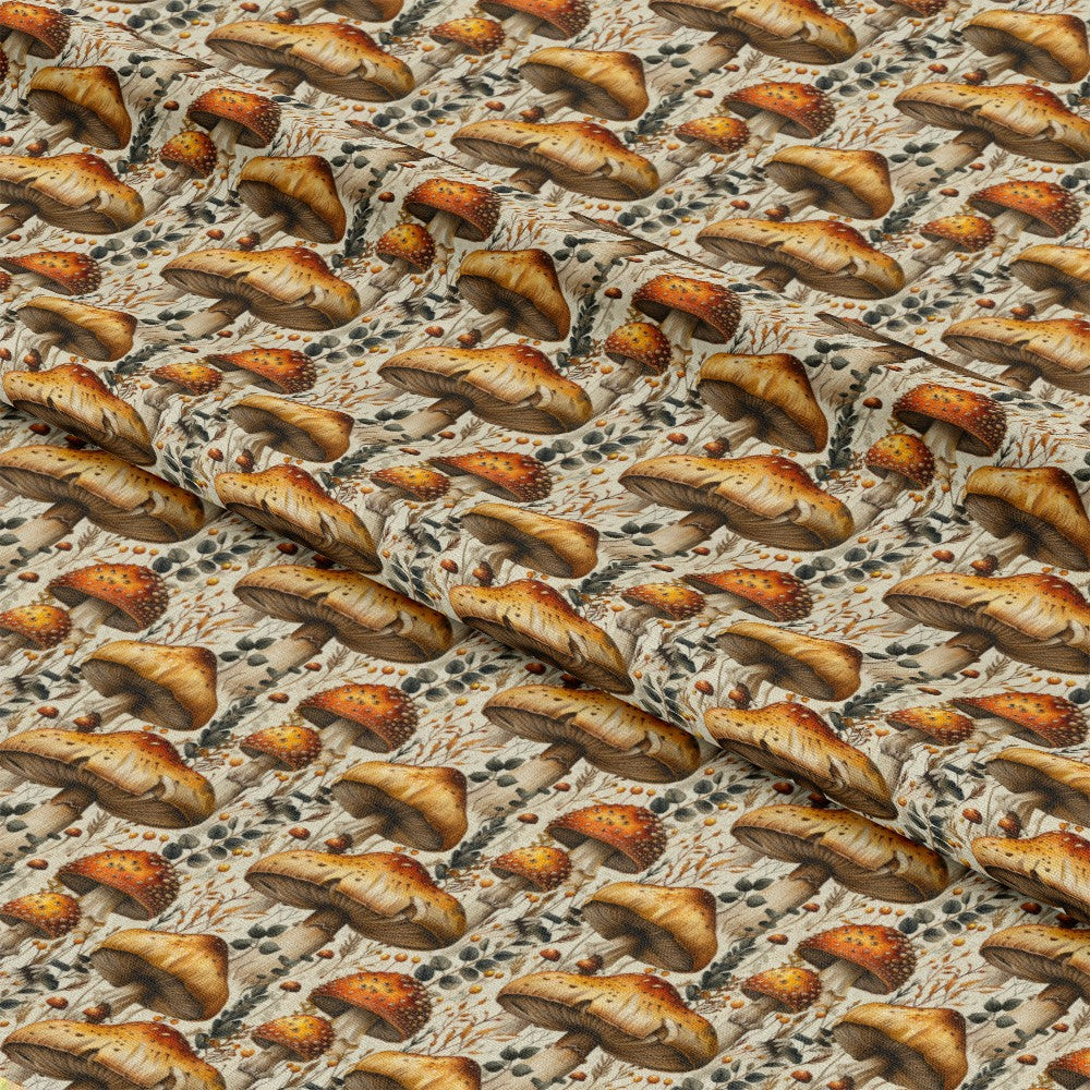 Retro Mushroom Botanical Pattern 6 Quilting Cotton Fabric