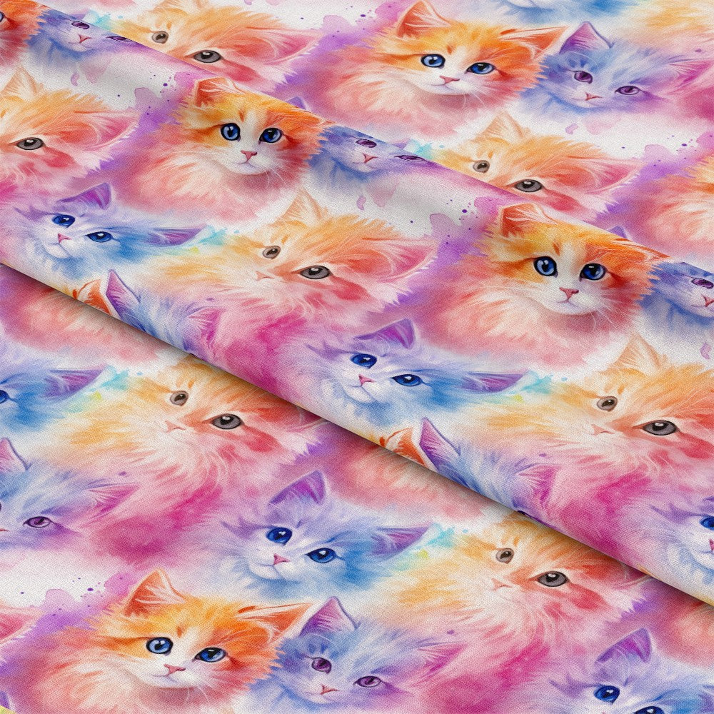Colorful Packed Kittens Pattern 2 Quilting Cotton Fabric