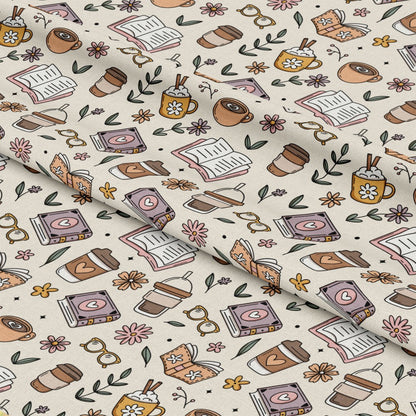Boho Coffee and Books Pattern 1 Quilting Cotton Fabric