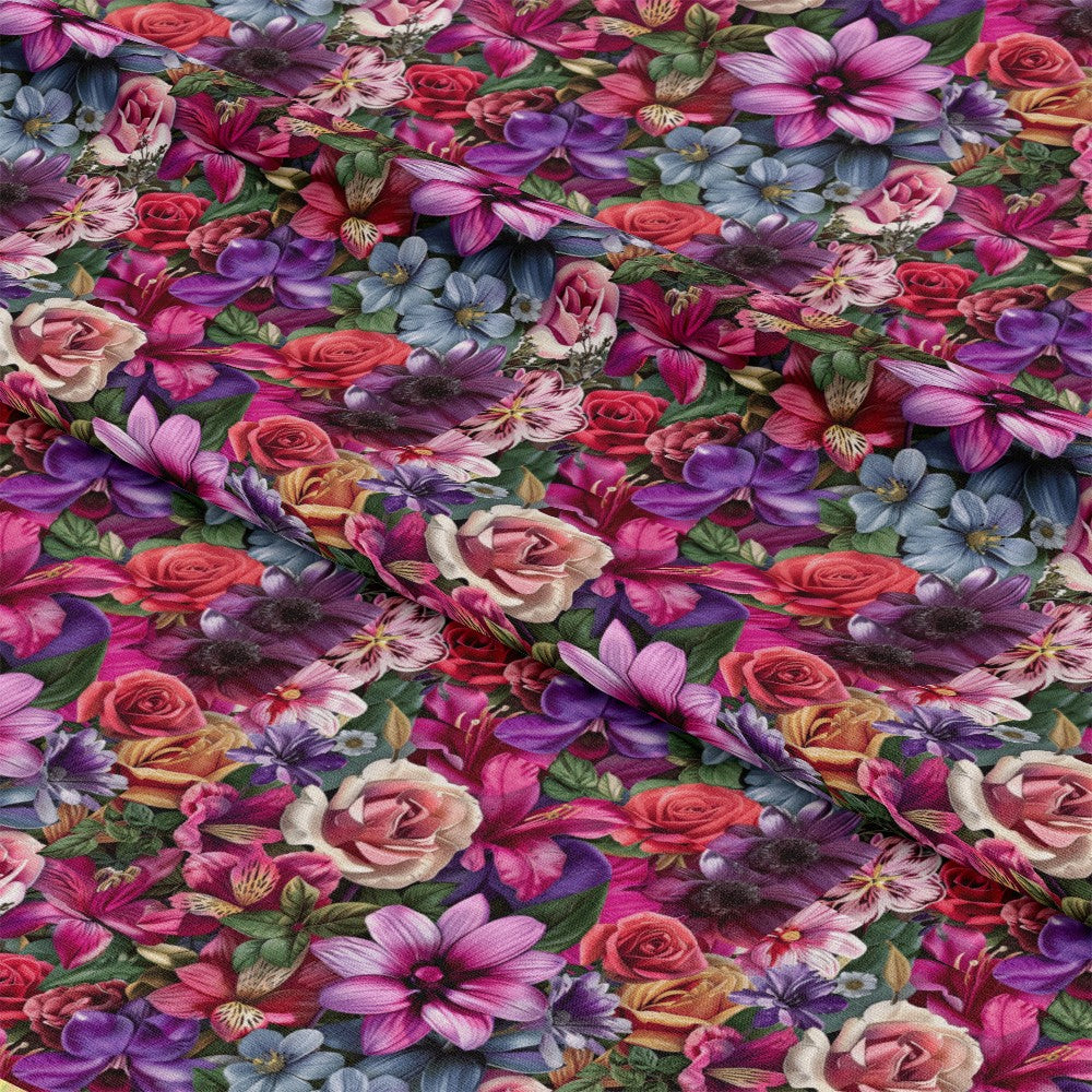 Realistic Flower Patch Pattern 19 Quilting Cotton Fabric