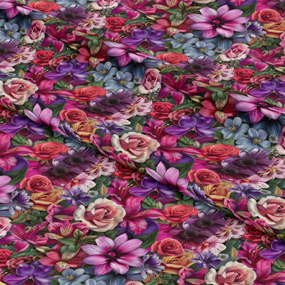 Realistic Flower Patch Pattern 19 Quilting Cotton Fabric