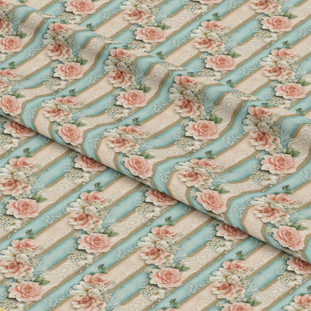 Floral Stripes Pattern 5 Quilting Cotton Fabric