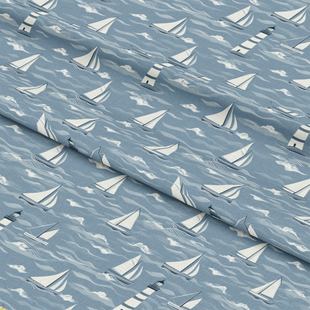 Lighthouse and Sailboats Pattern 6 Quilting Cotton Fabric