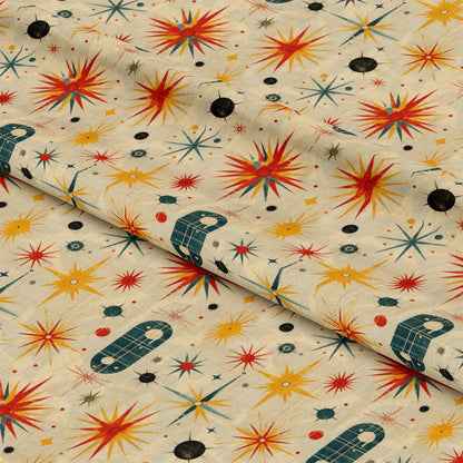 Retro Starburst Pattern 16 Quilting Cotton Fabric