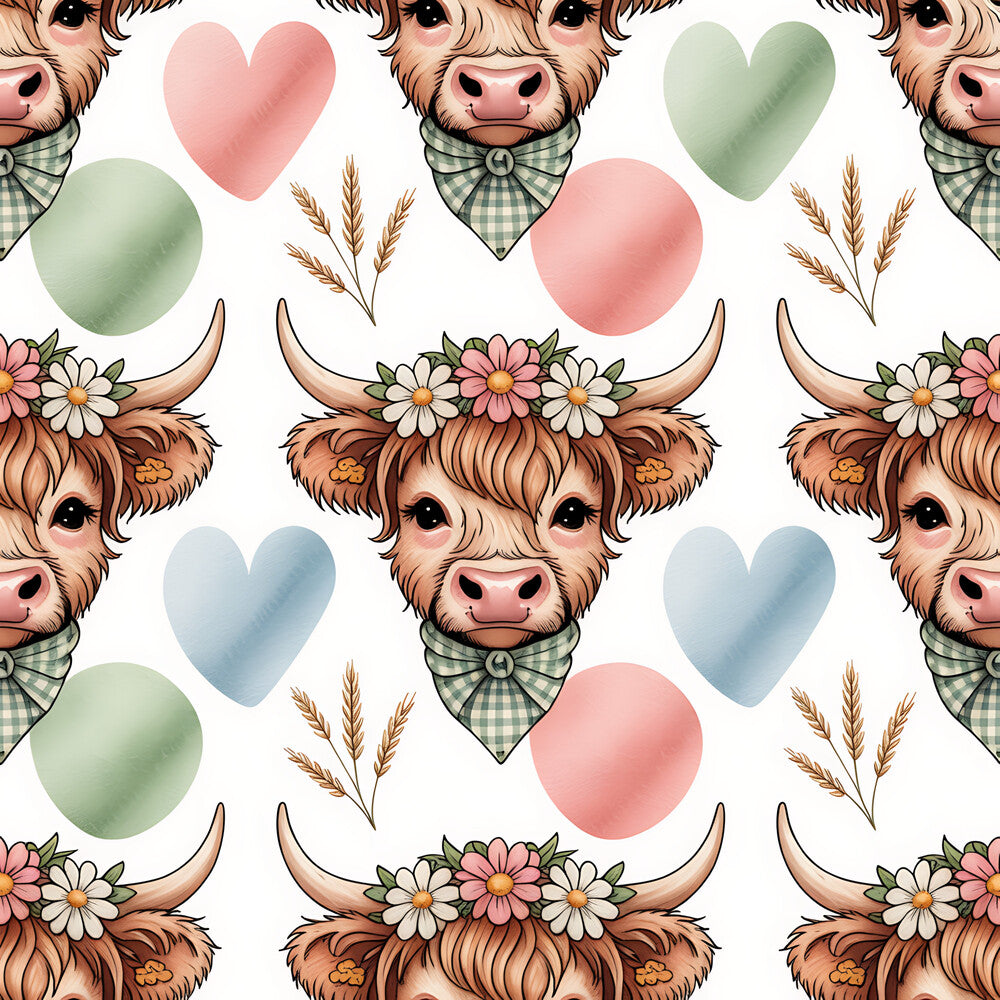 Highland Cow Heads Fat Quarter Bundle