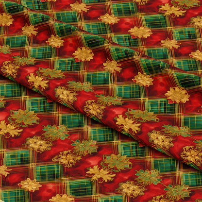 - Red Green Gold Christmas Pattern 15 Quilting Cotton Fabric  
- festive fabric  
- holiday quilt textile  
- cotton material  
- plaid design  
- gold floral accents  
- checkered print  
- Christmas colors  
- sewing fabric  
- seasonal craft fabric  
- quilting cloth  
- decorative textile