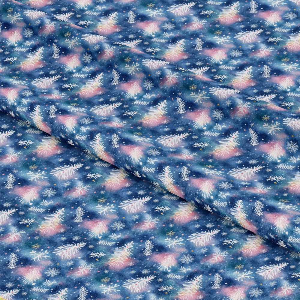 Watercolor Blue Christmas Pattern 5 Quilting Cotton Fabric