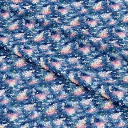 Watercolor Blue Christmas Pattern 5 Quilting Cotton Fabric