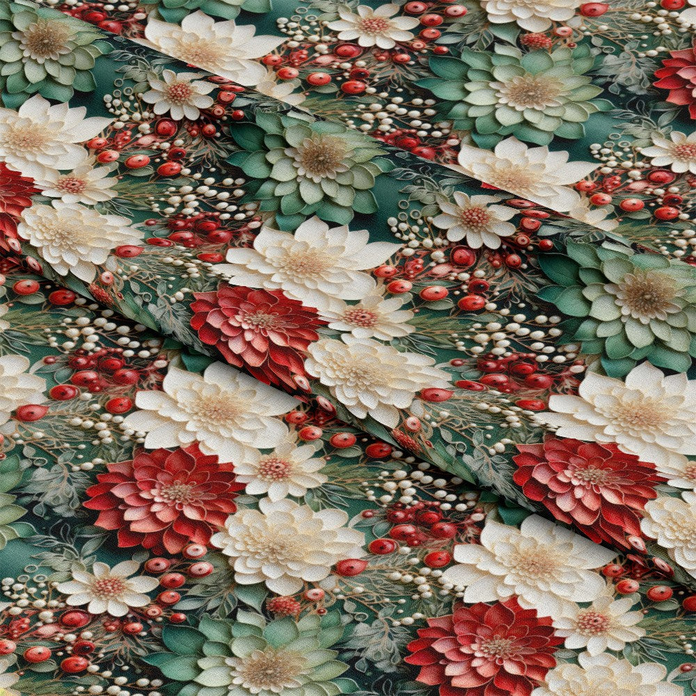 Christmas Florals Pattern 9 Quilting Cotton Fabric