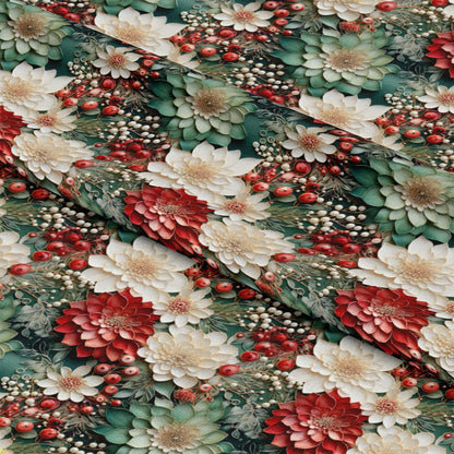 Christmas Florals Pattern 9 Quilting Cotton Fabric