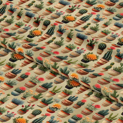 Retro Cactus Pattern 5 Quilting Cotton Fabric
