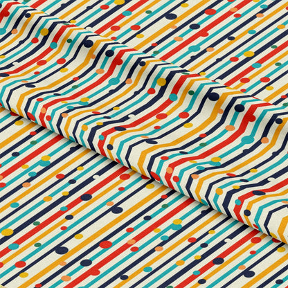 Colorful Stripes and Dots Pattern 7 Quilting Cotton Fabric