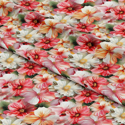 Realistic Flower Patch Pattern 2 Quilting Cotton Fabric
