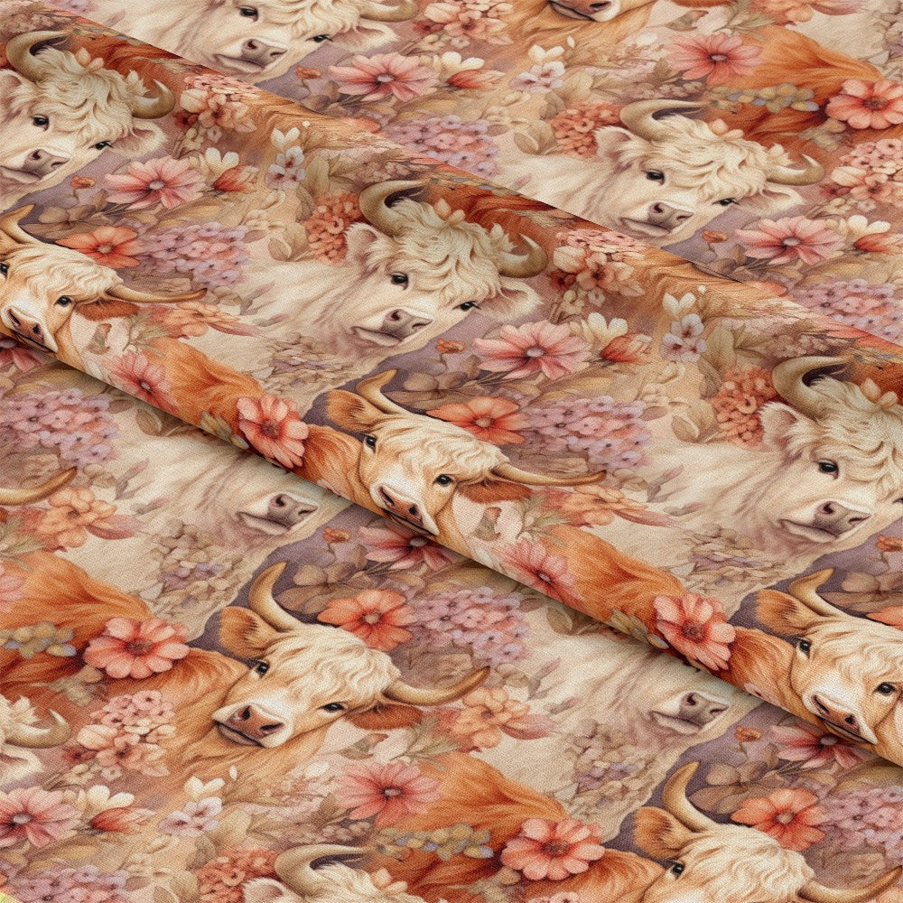 Pretty Highland Cows Pattern 15 Quilting Cotton Fabric