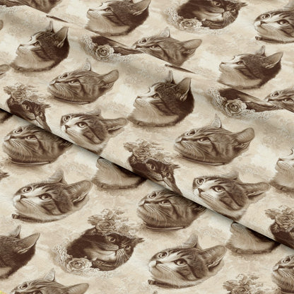 Vintage Cats With Lace Pattern 10 Quilting Cotton Fabric