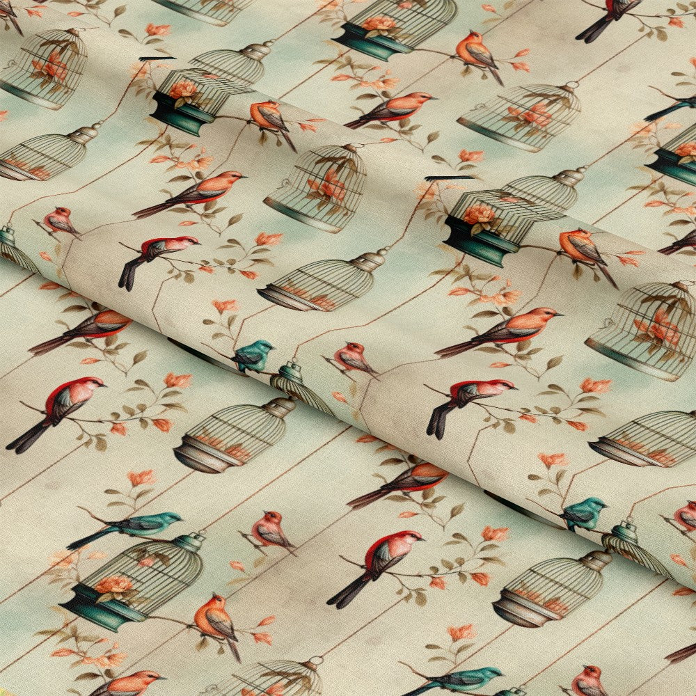 Vintage Birdcages Pattern 2 Quilting Cotton Fabric