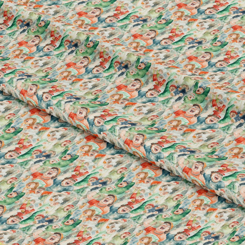 Watercolor Football Pattern 7 Quilting Cotton Fabric
