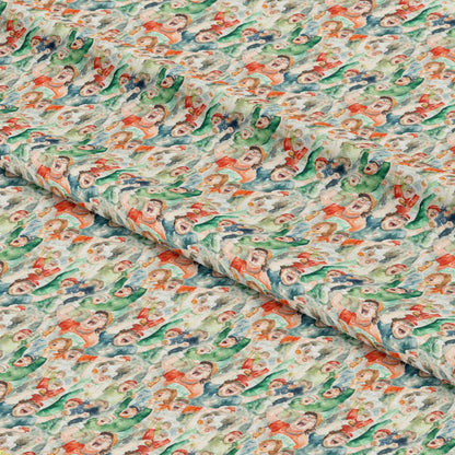 Watercolor Football Pattern 7 Quilting Cotton Fabric