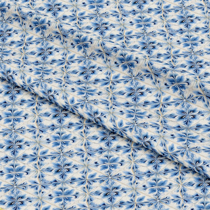 Blue Handpainted Tiles Pattern 4 Quilting Cotton Fabric