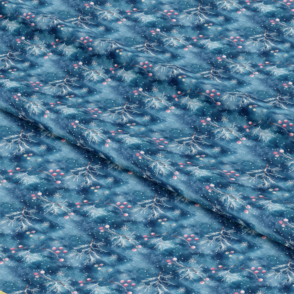 Watercolor Blue Christmas Pattern 6 Quilting Cotton Fabric