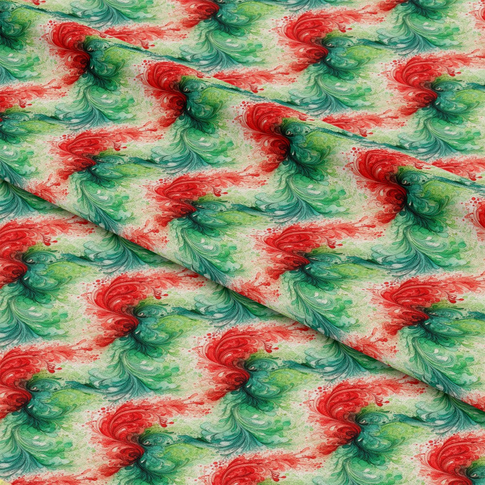 Watercolor Christmas Swirls Pattern 9 Quilting Cotton Fabric