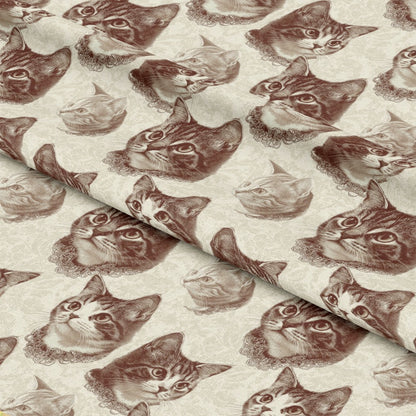 Vintage Cats With Lace Pattern 12 Quilting Cotton Fabric