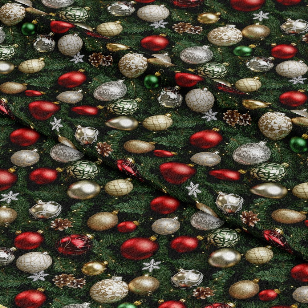 Realistic Christmas Ornaments Pattern 10 Quilting Cotton Fabric