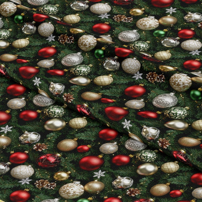 Realistic Christmas Ornaments Pattern 10 Quilting Cotton Fabric