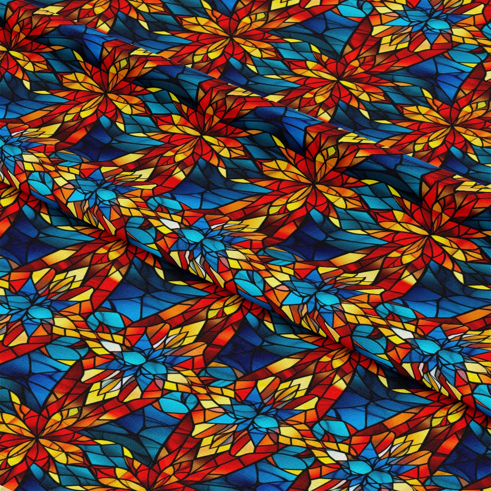 Stained Glass Christmas Pattern 18 Quilting Cotton Fabric