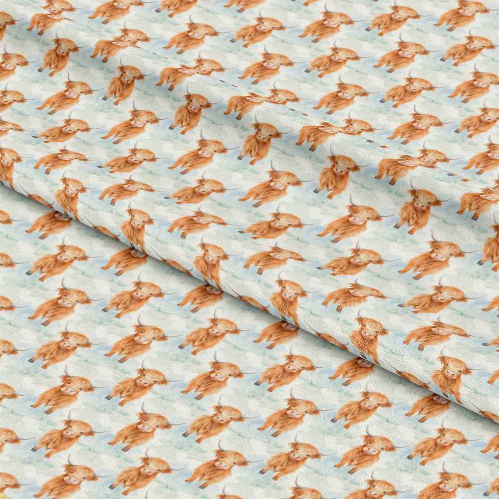 Funky Highland Cows Pattern 4 Quilting Cotton Fabric