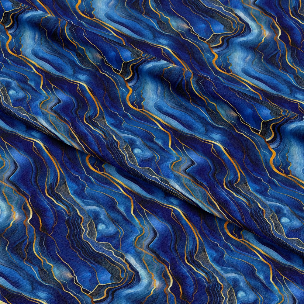 Royal Blue and Gold Agate Pattern 30 Quilting Cotton Fabric