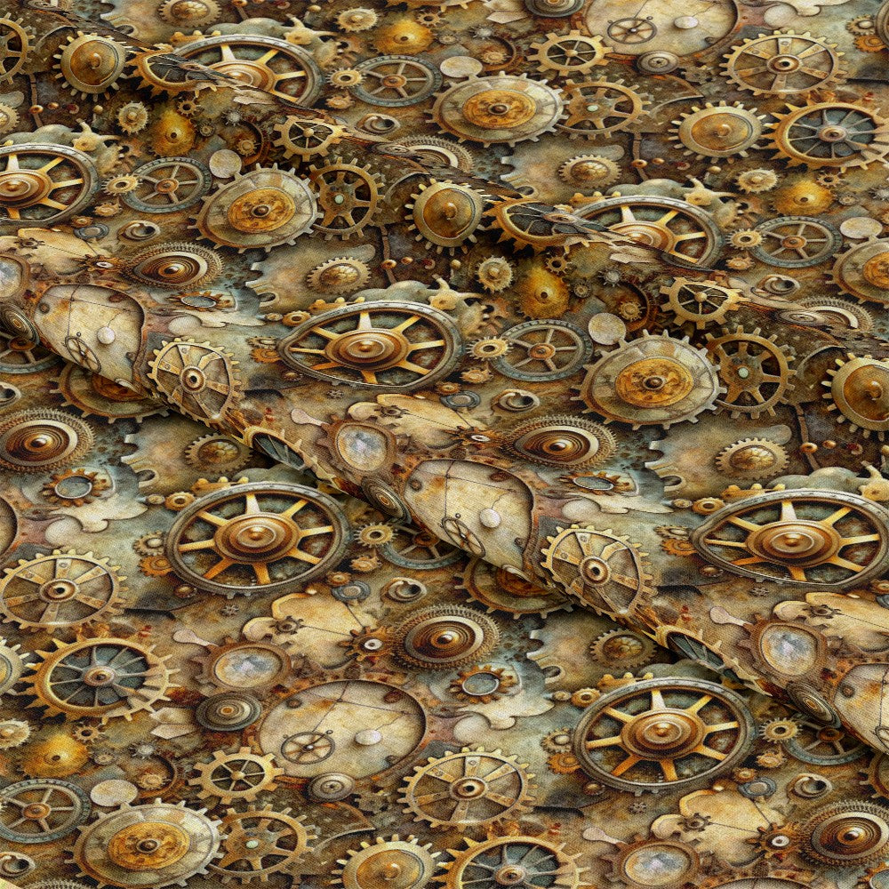 - Steampunk Old Maps Pattern 5 Quilting Cotton Fabric  
- Gears  
- Cogs  
- Mechanical  
- Vintage  
- Brown  
- Brass  
- Copper  
- Antique  
- Rustic  
- Quilting  
- Cotton  
- Textile  
- Industrial  
- Clockwork