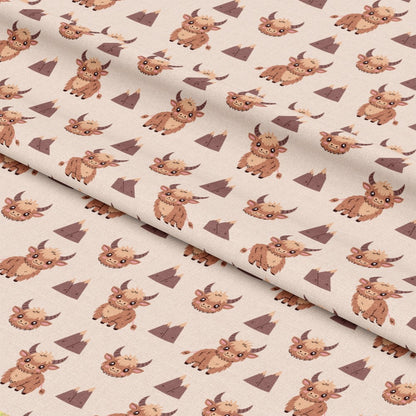 Cute Baby Highland Cows Pattern 2 Quilting Cotton Fabric