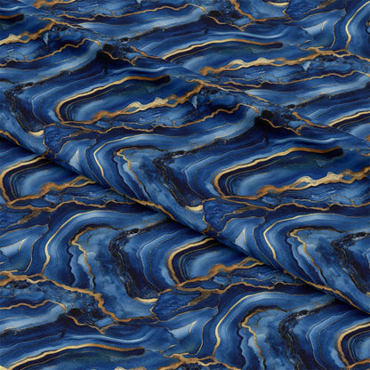 Royal Blue and Gold Agate Pattern 3 Quilting Cotton Fabric