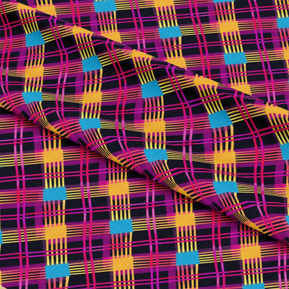 Neon Gingham Pattern 8 Quilting Cotton Fabric
